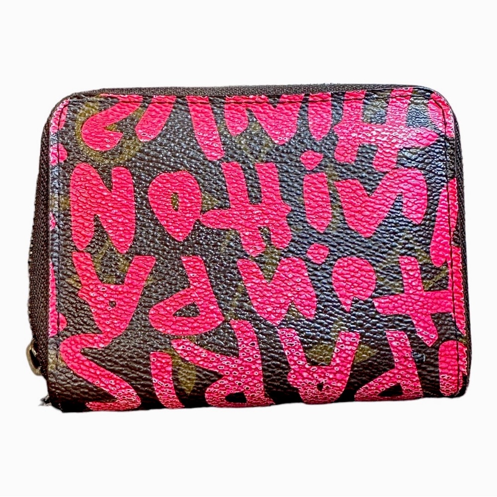 Louis Vuitton Monogram Graffiti Zippy Wallet with zipper pull and dust cloth